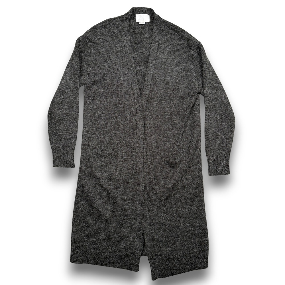 Achro Long Cardigan Womens‎ M Gray Open Front Knit Soft Mohair Blend Minimalist
